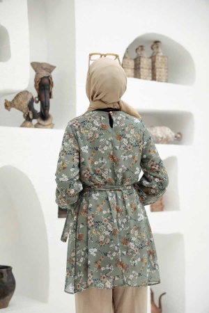 Neva Style - Tunique Hijab Vert Amande 56330CY - 2