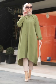 Neva Style - Tunique Hijab Vert Pistache 444FY - Thumbnail