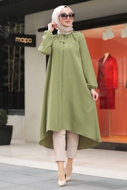 Neva Style - Tunique Hijab Vert Pistache 444FY - Thumbnail
