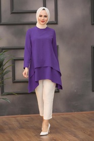 Neva Style - Tunique Hijab Violet 5724MOR - Thumbnail