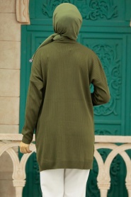 Neva Style - Tunique Tricot Hijab Kaki 20132HK - Thumbnail