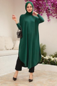 Neva Style - Tunique Tricot Hijab Verte 17350Y - Thumbnail