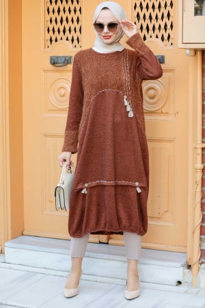 Neva Style - Tunique Tricot Taba Hijab 30641TB - 1