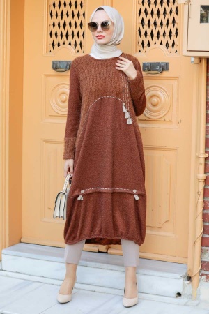 Neva Style - Tunique Tricot Taba Hijab 30641TB - 2