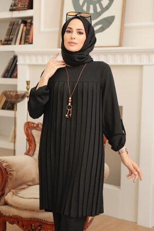 Neva Style - Tunique Voile Noire 40502S - 2