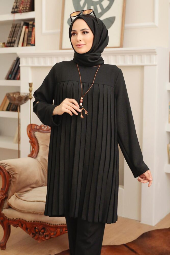 Neva Style - Tunique Voile Noire 40502S - 3