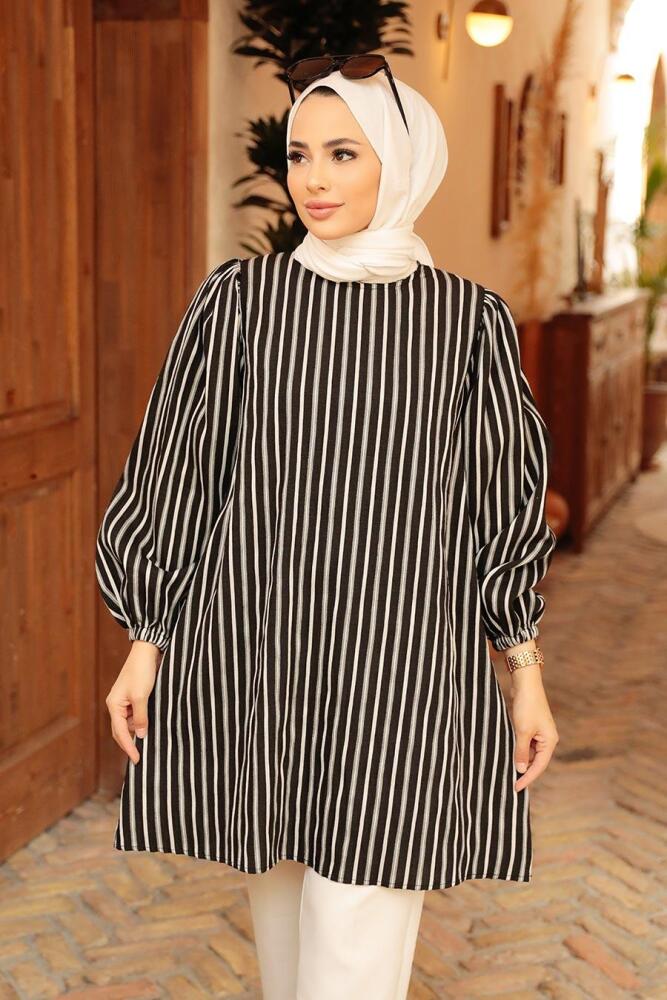 Neva Style - Tunique Voile Noire 40682S - 1