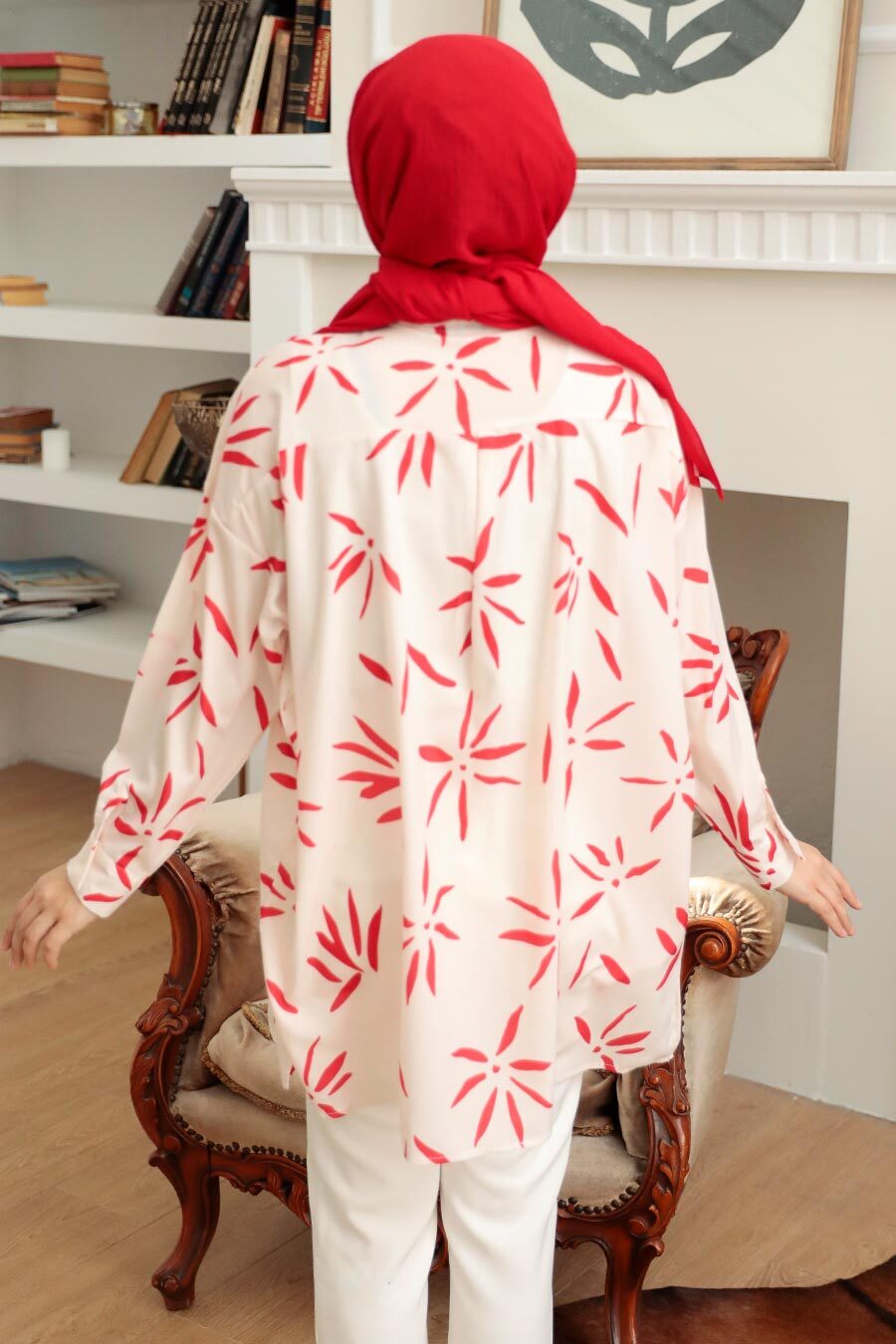 Tunique/blouse Emma & Ella Rouge à Motifs Feuilles - Taille 38/40 (M) - Occasion Très Bon état