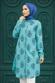 Neva Style - Turquoise Hijab For Women Tunic 11634TR - Thumbnail