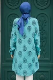 Neva Style - Turquoise Hijab For Women Tunic 11634TR - Thumbnail