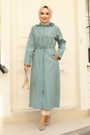 Neva Style - Turquoise Muslim Trench Coat 5941TR - Thumbnail