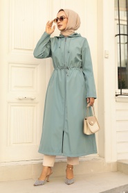 Neva Style - Turquoise Muslim Trench Coat 5941TR - Thumbnail