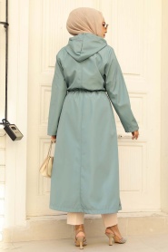 Neva Style - Turquoise Muslim Trench Coat 5941TR - Thumbnail