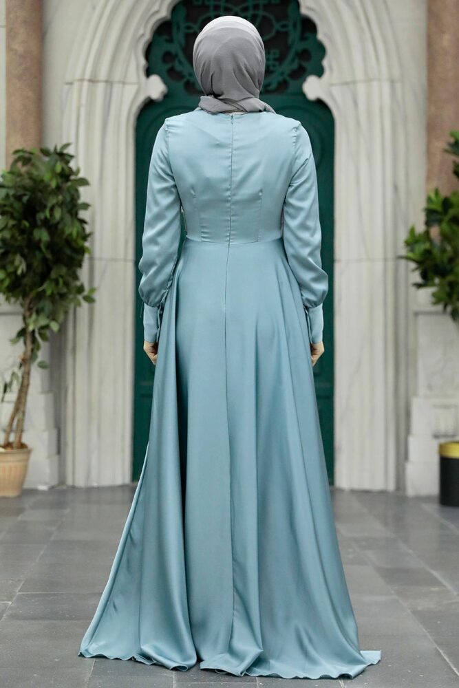 Neva Style - Turquoise Turkish Hijab Evening Gown 1420TR - 3