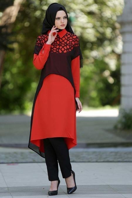 Neva Style - Turuncu / Siyah Tunik - 2