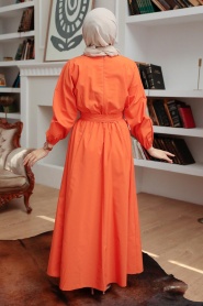 Neva Style - Turuncu Tesettür Elbise 2289T - Thumbnail
