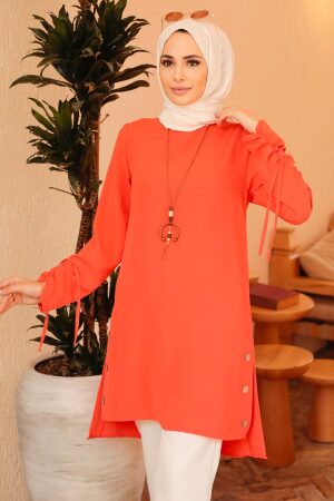 Neva Style - Turuncu Tesettür Tunik 4044T - 1