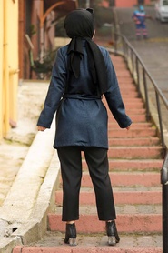 Neva Style - Veste Hijab Bleu İndigo 5602IM - Thumbnail