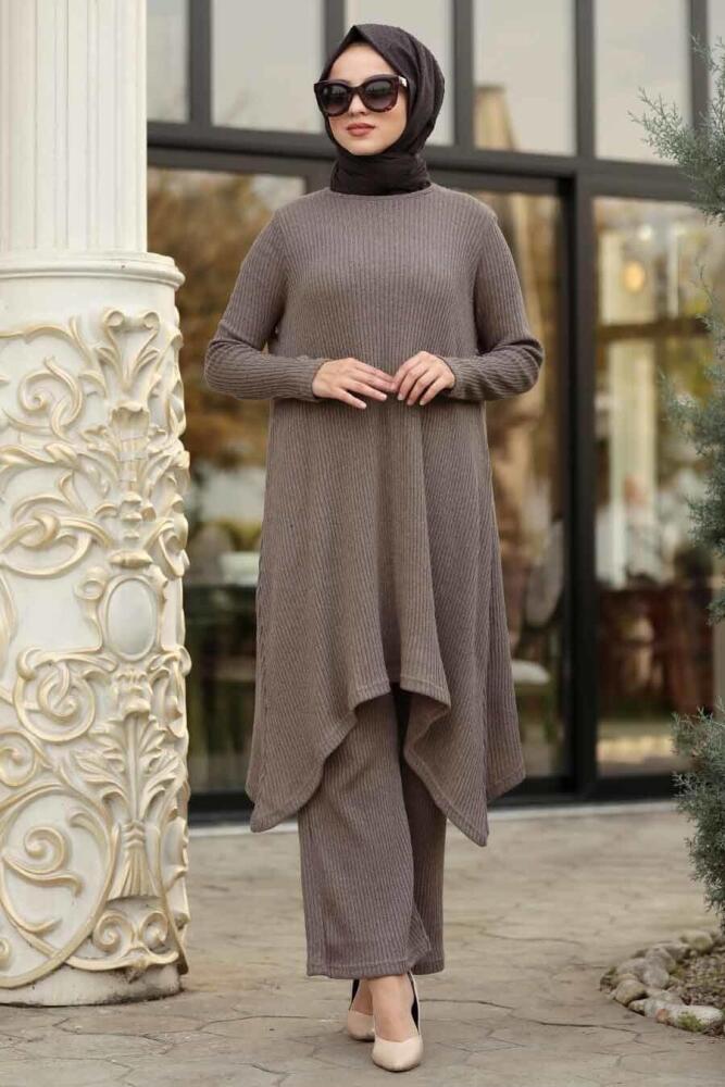 Neva Style - Vizon Tesettür Triko İkili Takım 948V - 1