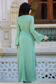 Neva Style - Volan Kol Çağla Yeşili Tesettür Elbise 41840CY - Thumbnail