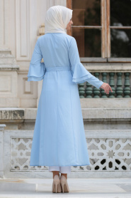 Neva Style - Volan Kol Düğmeli Bebek MavisiTesettür Elbise 52360BM - Thumbnail