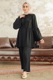 Neva Style - Volan Kollu Siyah Tesettür İkili Takım 6250S - Thumbnail