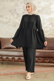Neva Style - Volan Kollu Siyah Tesettür İkili Takım 6250S - Thumbnail