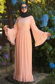 Neva Style - Volan Kollu Somon Tesettür Elbise 1310SMN - Thumbnail