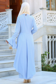 Neva Style - Volanlı Bebek Mavisi Tesettür Elbise 41540BM - Thumbnail
