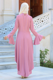 Neva Style - Volanlı Gül Kurusu Tesettür Elbise 41540GK - Thumbnail