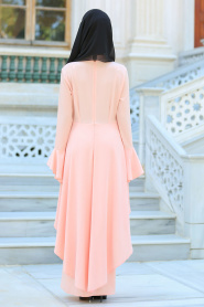 Neva Style - Volanlı Somon Tesettür Elbise 41540SMN - Thumbnail