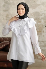 Neva Style - Whiite Hijab For Women Tunic 1139B - Thumbnail