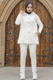 Neva Style - White Hijab Dual Suit 22186B - Thumbnail