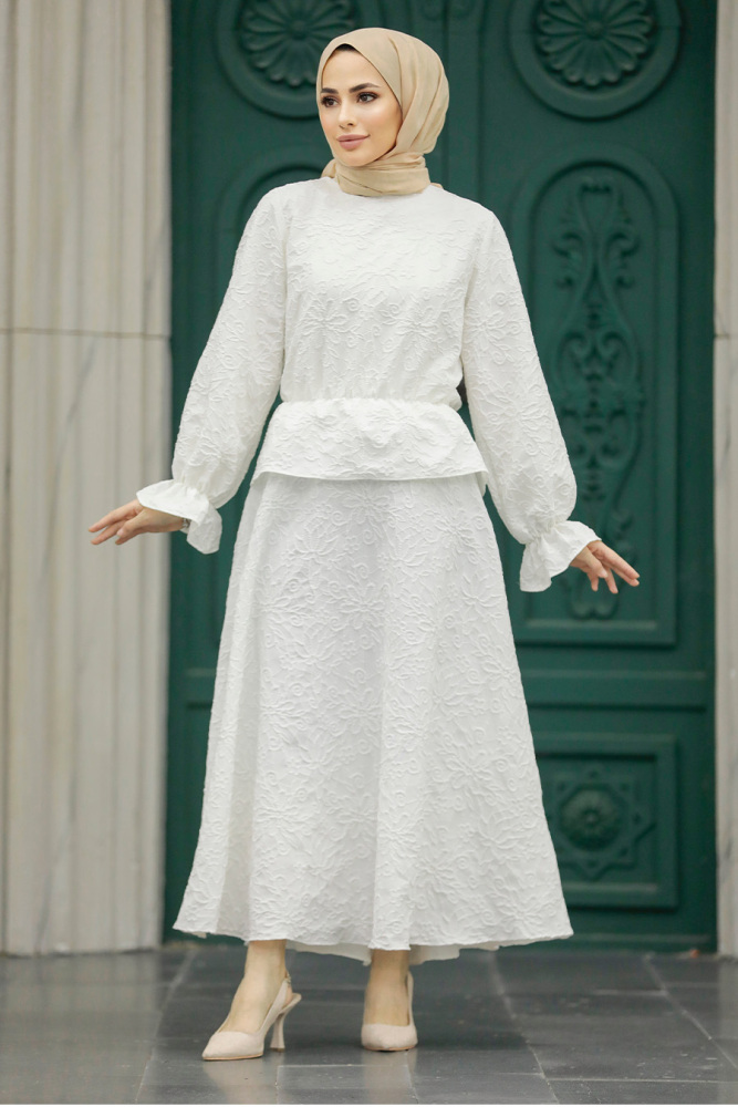 White Hijab For Women Dual Suit 31921B - 1