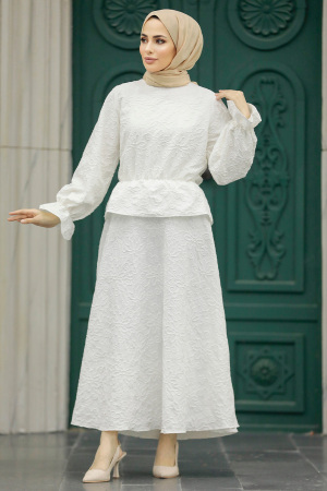 White Hijab For Women Dual Suit 31921B - 2