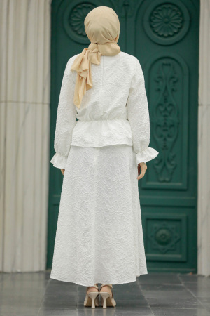 White Hijab For Women Dual Suit 31921B - 3