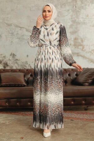 White Hijab Maxi Dress 3889B - 2
