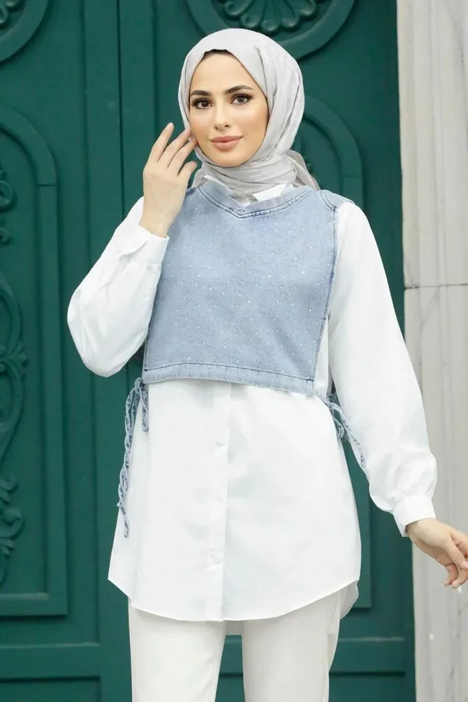 White Hijab Tunic 34471B - 1