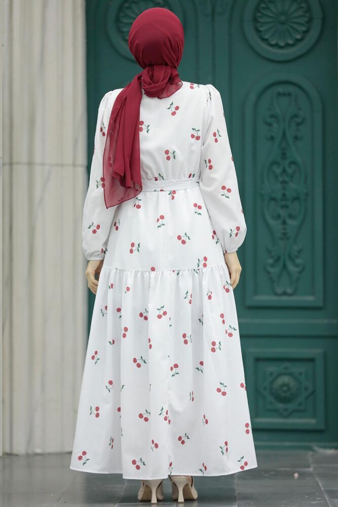 White Long Sleeve Dress 5918B - 3