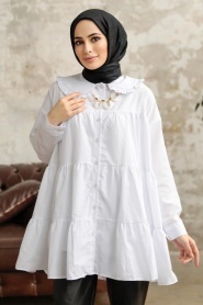 Neva Style - White Long Sleeve Tunic 11281B - Thumbnail