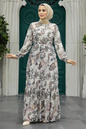 White Muslim Dress 3356B - 2