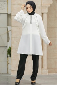 Neva Style - White Muslim Dual Suit 34022B - Thumbnail