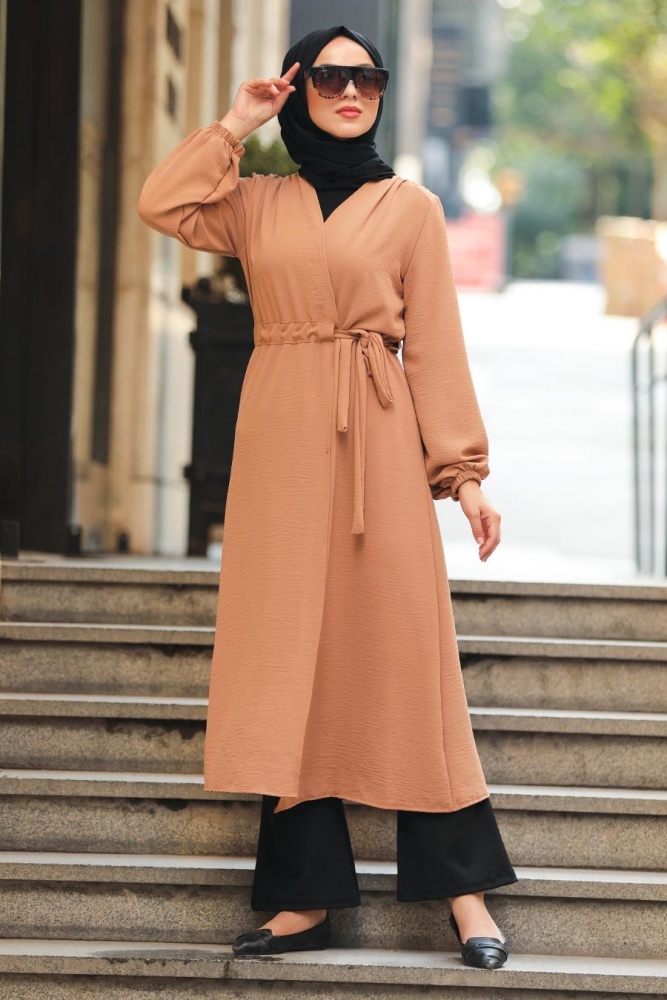 Neva Style - Yandan Bağlamalı Bisküvi Tesettür Kap 3745BS - 1