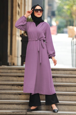 Neva Style - Yandan Bağlamalı Lila Tesettür Kap 3745LILA - 1