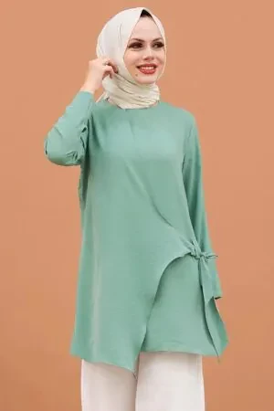  Yandan Bağlamalı Mint Tesettür Tunik 5739MINT - 1