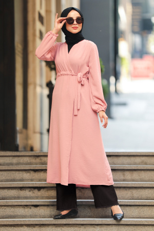 Neva Style - Yandan Bağlamalı Pudra Tesettür Kap 3745PD - 1