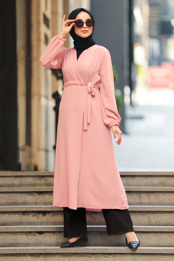 Neva Style - Yandan Bağlamalı Pudra Tesettür Kap 3745PD - 1