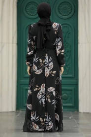 Neva Style - Yaprak Desenli Vizon Tesettür Elbise 279316V - Thumbnail