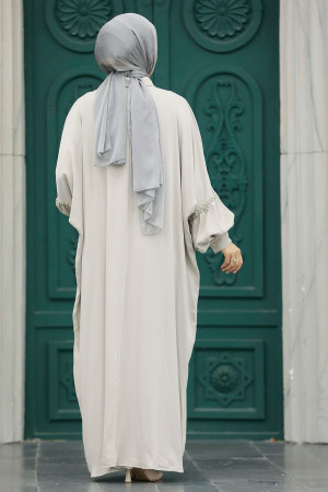  Yarasa Kol Bej Tesettür Elbise 1905BEJ - 3