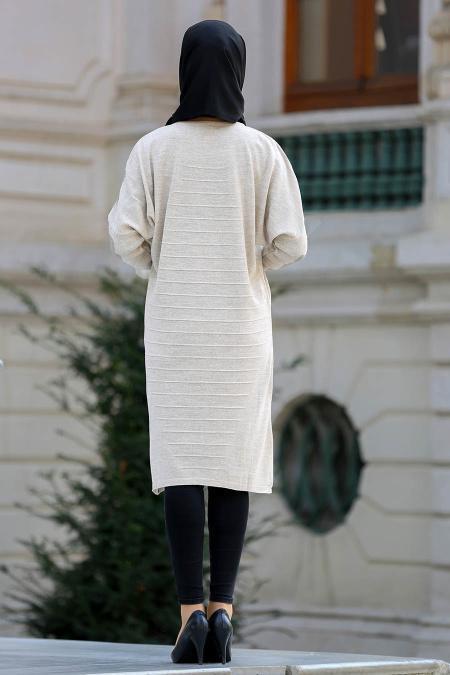 Neva Style - Yarasa Kol Bej Tesettür Triko 15072BEJ - 2